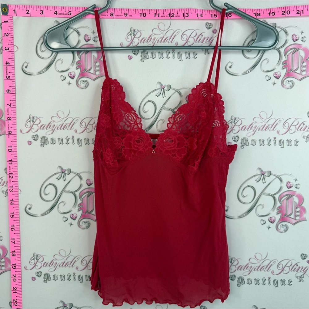 La senza tank top Lacie floral cami Red Lace Trim Camisole Tank Top